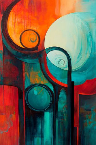 Abstracte kleurencompositie met cirkels