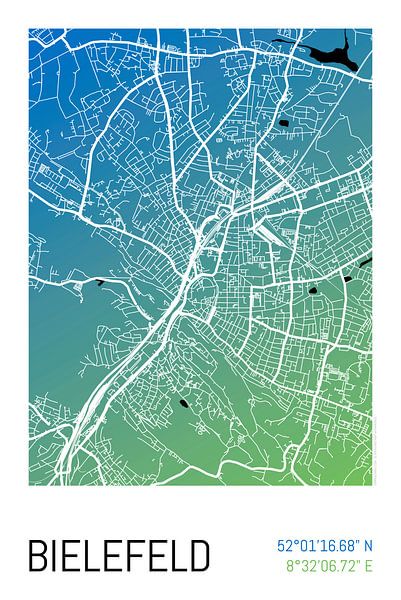 Bielefeld - Conception du plan de la ville Plan de la ville (dégradé de couleurs) par ViaMapia
