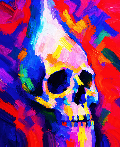 Electric Skull – Vivid Color Explosion Painting
