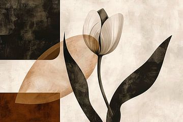Sepia Tulp met Art Deco Invloeden van De Muurdecoratie