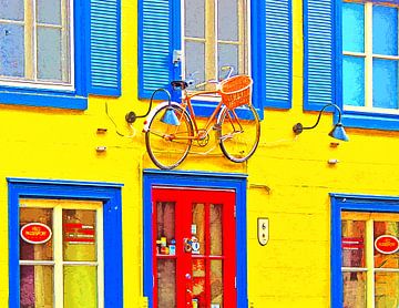 Facade with bike by Leopold Brix
