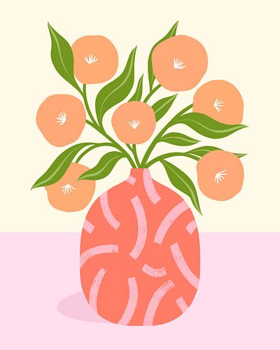 Blumen in Korallenvase