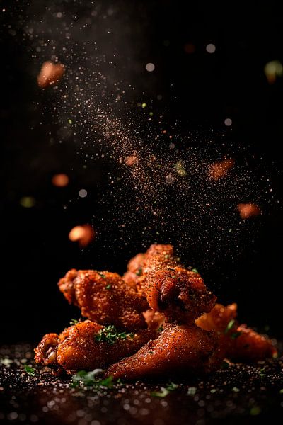 Crispy fried chicken wings with spices by Poster Art Shop