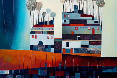 decoratief schilderij van het platteland