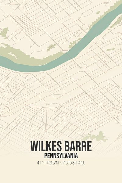 Vintage map of Wilkes Barre (Pennsylvania), USA. by Prints of Place