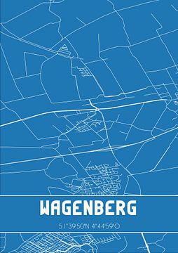 Blauwdruk | Landkaart | Wagenberg (Noord-Brabant) van Rezona
