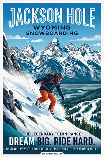 Snowboarding in Jackson Hole by Theodor Decker
