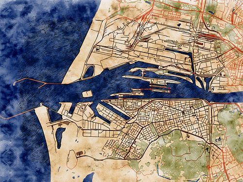 Carte de IJmuiden avec le style 'Serene Summer'