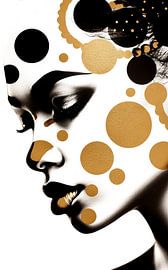Portrait Golden Elegance: Dance of Dots and Symbols by Color Square