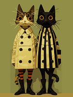 Fashion Felines - Eigenzinnige kattenmuurkunst in jassen & laarzen