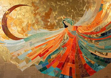 Vrouw Gouden Dans | Golden Swirl Grace van Kunst Kriebels