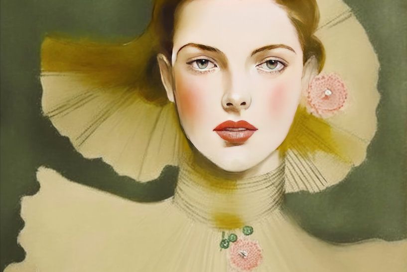 Portrait vintage moderne &quot;Olivia&quot; par Carla Van Iersel