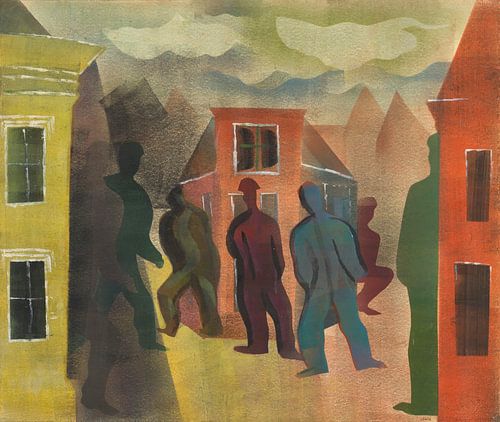 Straatbeeld met figuren, Hendrik Nicolaas Werkman