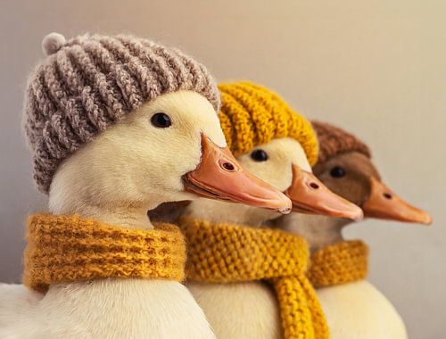 Profiel van drie eenden