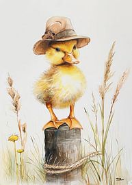 poussin abstrait de la ferme sur Gelissen Artworks