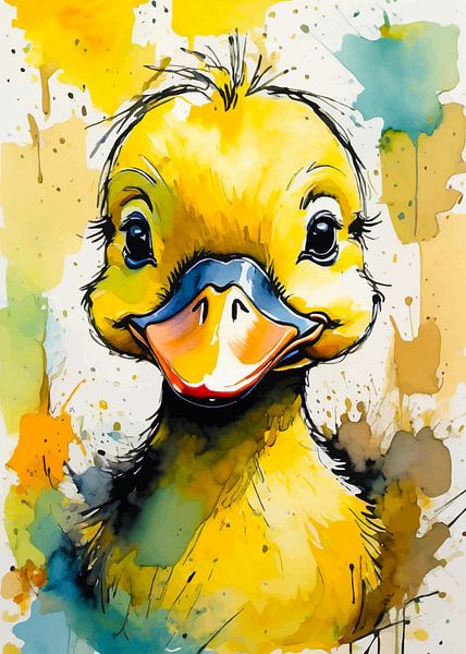 Gelbe Ente Aquarell von MIROKKU
