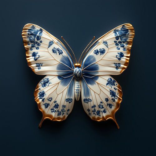 Porseleinen Delfts Blauwe Vlinder 1