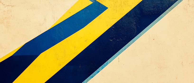 Geometrische kleuren in blauw en geel van Poster Art Shop