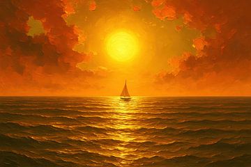 Grand soleil sur une mer calme sur Art & Soul Creations
