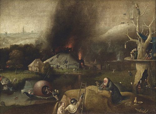 Landschap met de verzoeking van de heilige Antonius, Jeroen Bosch