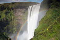 Waterval Skogafoss met regenboog op IJsland van Menno Schaefer thumbnail