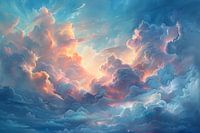 Wolken Gemälde | Gemälde Wolken | Blau Gemälde