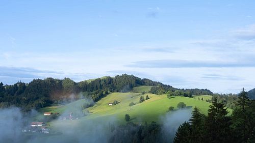 Trekking around Oberstaufen in Bavaria - Allgaeu in Springtime - Holiday in Green Landscape