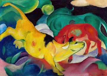 Koeien, rood, groen, geel (1911) van Franz Marc van Peter Balan