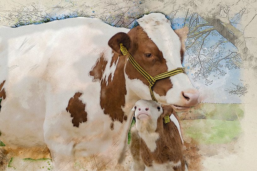 Cow with calf by Bert Quaedvlieg