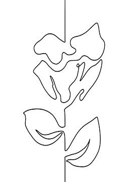 Strichzeichnung abstrakte Blume. Rose Illustration schwarze Linie auf weißem Hintergrund von Emiel de Lange