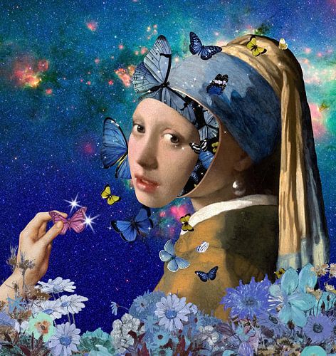 Art for Kids -Meisje met de parel en vlinders