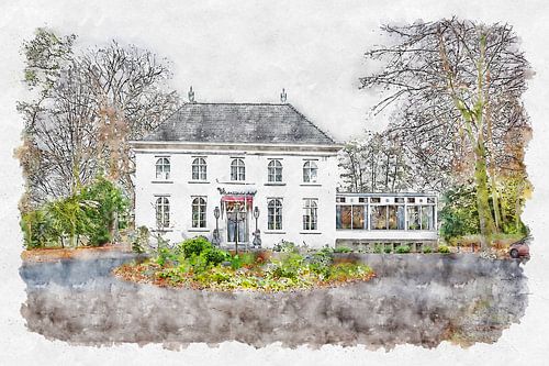 Chinees restaurant "Vrouwenhof" in Roosendaal (aquarel)