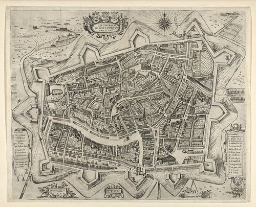 Oude kaart van Leeuwarden van omstreeks 1622