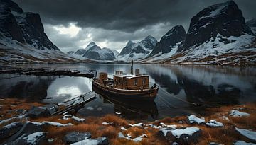 Vissersboot in een Noors fjord van Nick Wendt