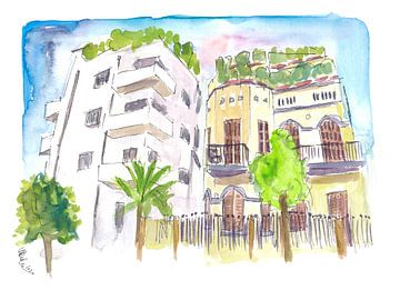 Neve Tzedek Tel Aviv Oude Huizen en Bauhaus Straat van Markus Bleichner