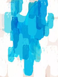 Abstract brush strokes in bright light blue and white. by Dina Dankers