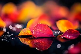 Colourful leaves on water surface by Poster Art Shop