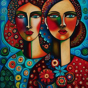 Twin sisters looking straight at you no.16 by Jan Keteleer