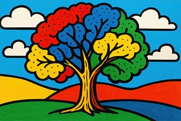 Pop-art tree and hills by Imperial Art House