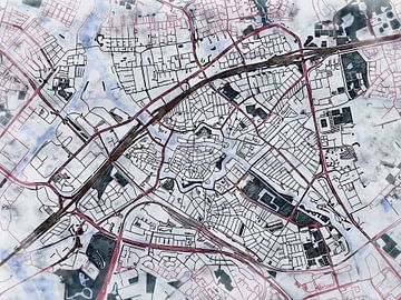 Kaart van Zwolle in de stijl 'White Winter' van Maporia
