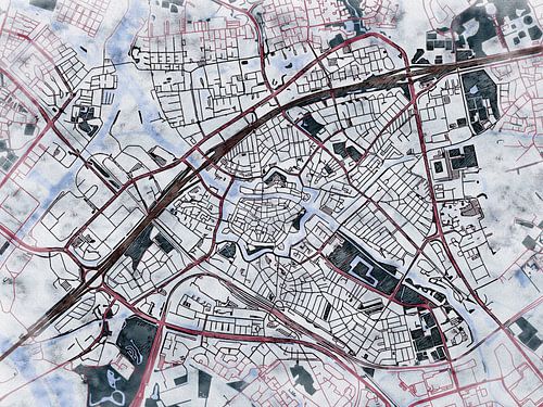Carte de Zwolle avec le style 'White Winter'
