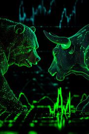 Bear and bull in the financial market - Digital by Poster Art Shop