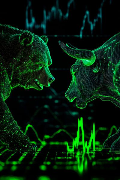 L'ours et le taureau sur le marché financier - Digital par Poster Art Shop