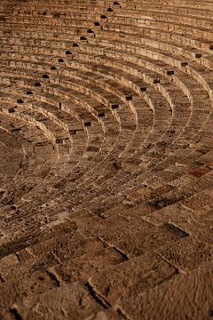 Kourion amphitheatre in Cyprus in warm evening light by Melissa Peltenburg