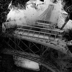 De Eiffeltoren in Parijs als digitale kunst - monochroom van berbaden photography