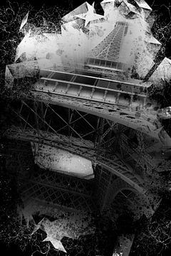 De Eiffeltoren in Parijs als digitale kunst - monochroom van berbaden photography