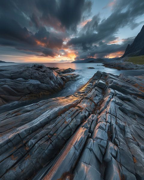 Zonsondergang over de Zweedse archipel van fernlichtsicht