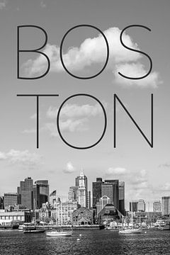 BOSTON Skyline North End & Financial District | Text & Skyline van Melanie Viola