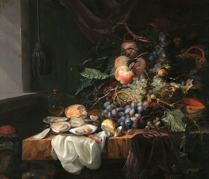 Stilleven met fruit en oesters, Jacob van Walscapelle van Meesterlijcke Meesters