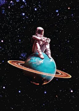 Der einsame Astronaut im Weltraum